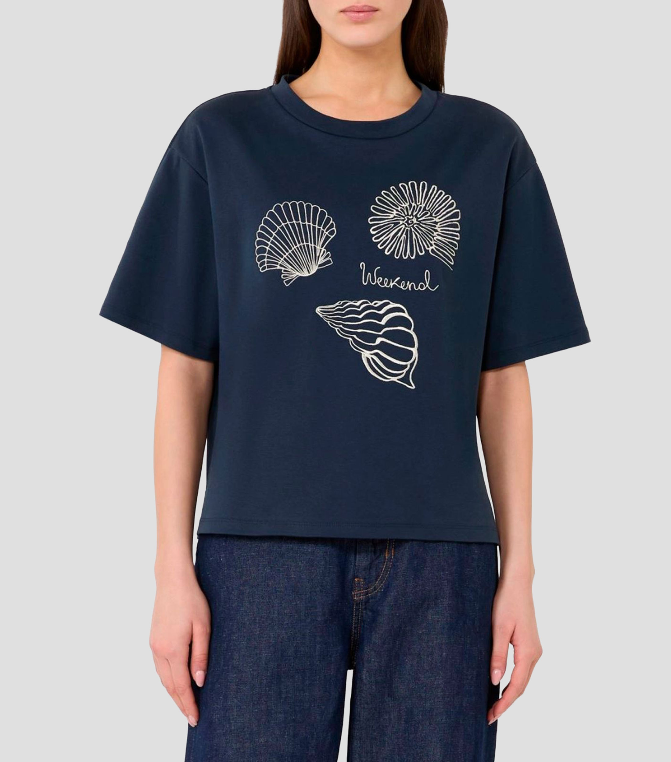 Playera cuello redondo manga corta estampada Mujer